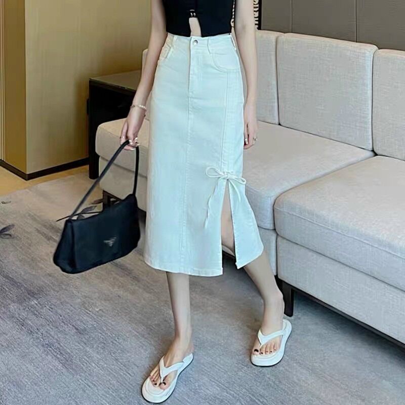 Chân váy Kaki thô dây rút dáng midi trơn