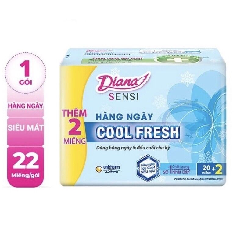 [HCM]Combo 6 gói DIANA SENSI COOL FRESH hàng ngày 20 miếng