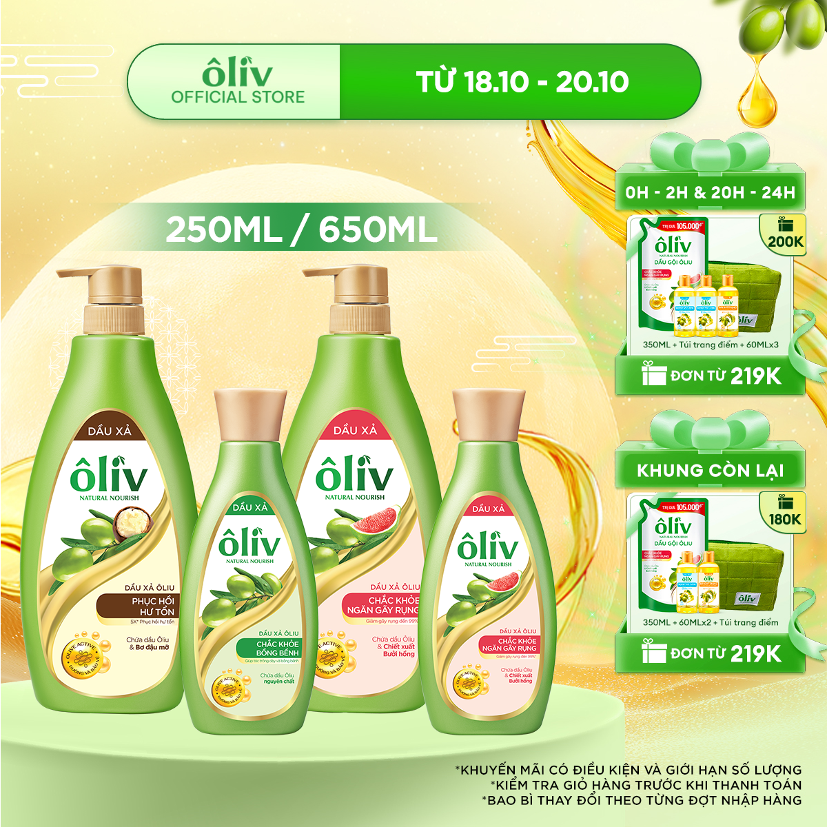 Dầu xả Ôliv Dưỡng Tóc 250ML / 650ML
