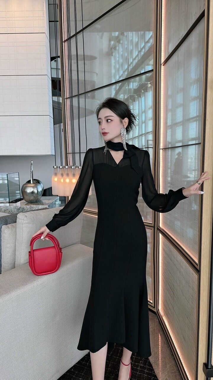 ĐẦM BODY ĐUÔI CÁ PHỐI TAY VOAN CAO CẤP