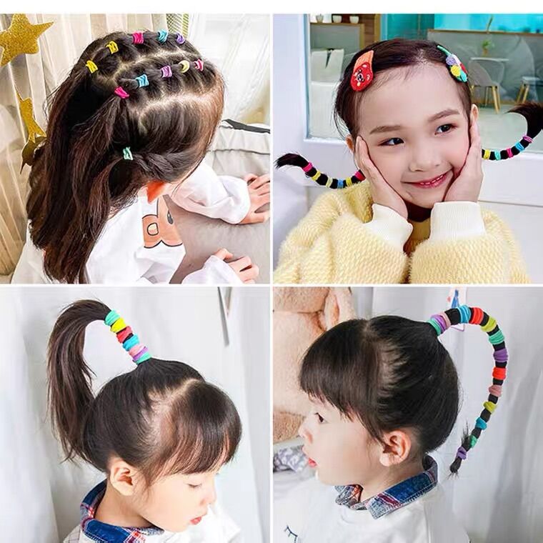 Set 100 cọng thun cột tóc co giãn tái sử dụng