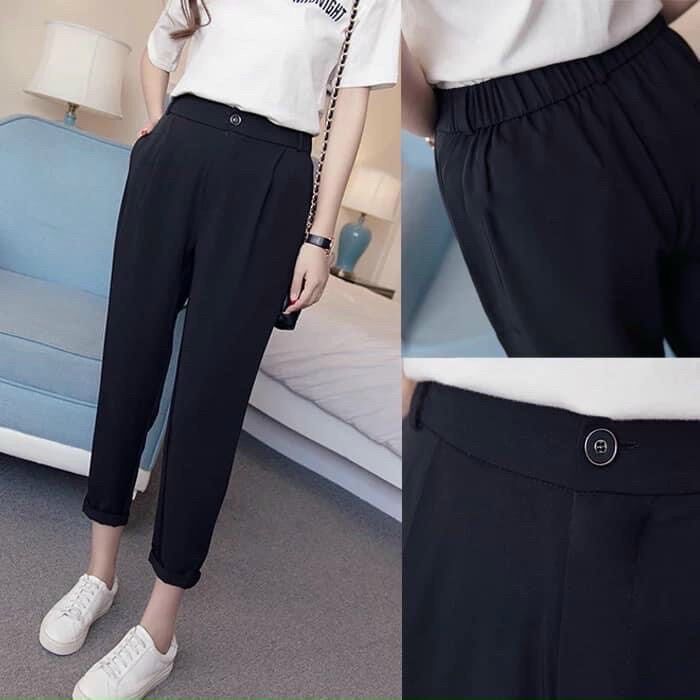 Quần baggy lưng chun có khoá kéo thời trang nữ Big size