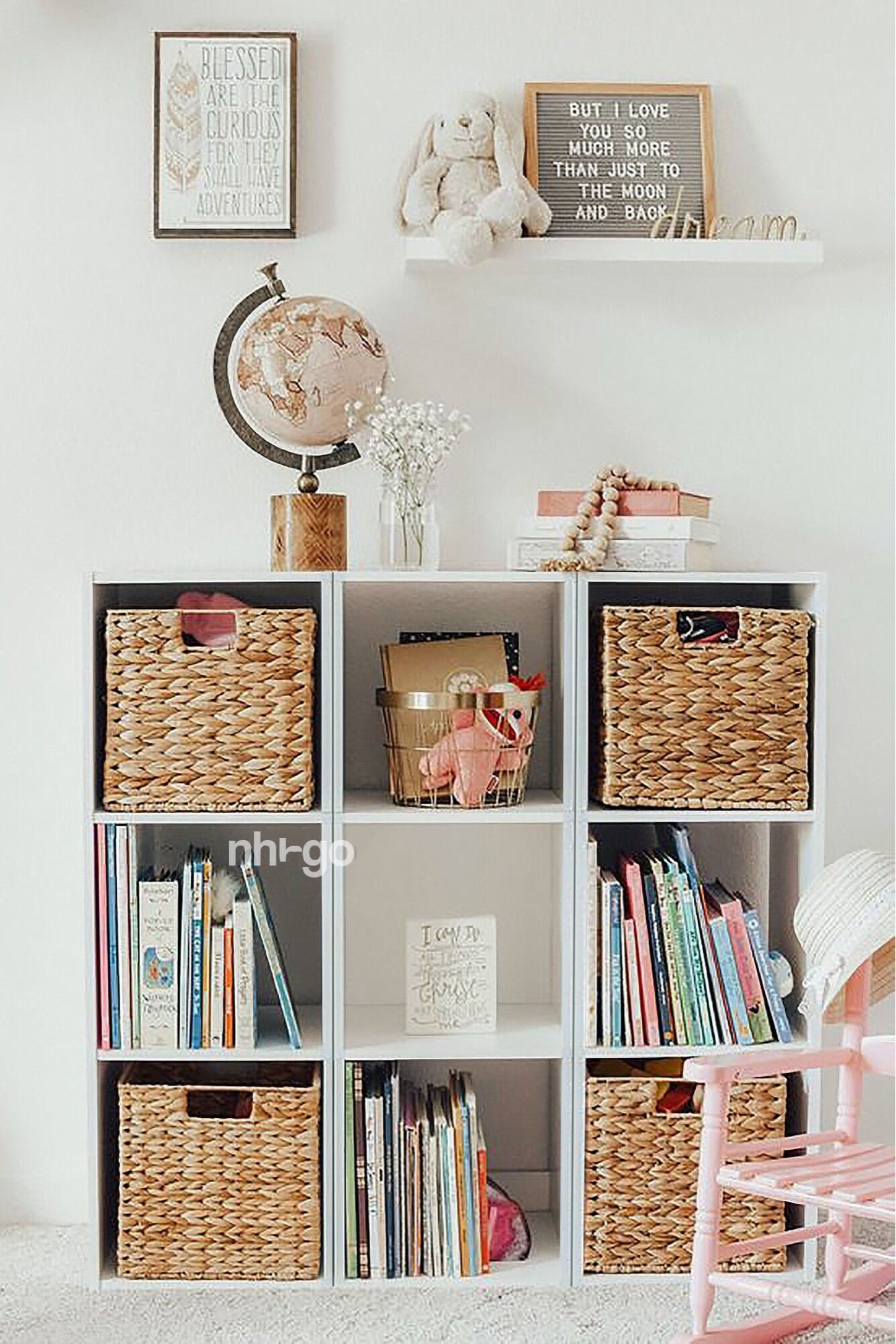 Kệ gỗ tổ ong, kệ ô vuông trang trí 3 ô kích thước 90x30x30cm - home decor
