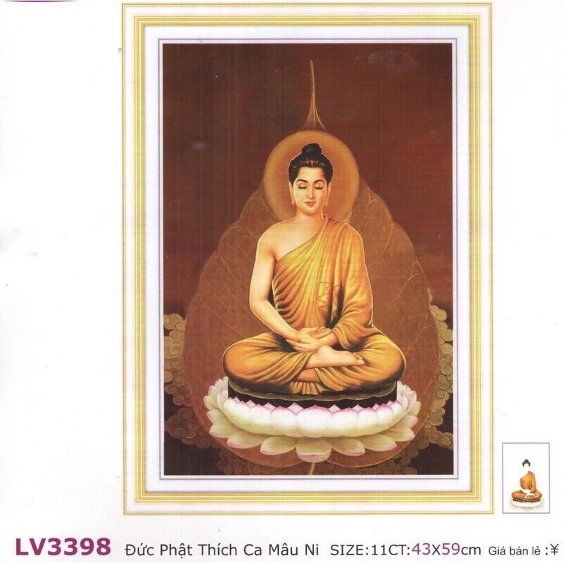 Tranh thêu chữ thập ĐỨC PHẬT THÍCH CA MÂU NI LV3398 43x59cm Chưa thêu