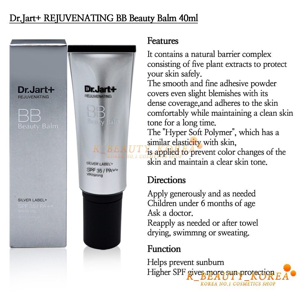 Dr Jart+ Rejuvenating Bb Beauty Balm Silver Label Spf35/Pa++ Kem Nền, Chống  Nắng, Che Khuyết Điểm Tự Nhiên - Bb Cream & Cc Cream | Thefaceholic.Com