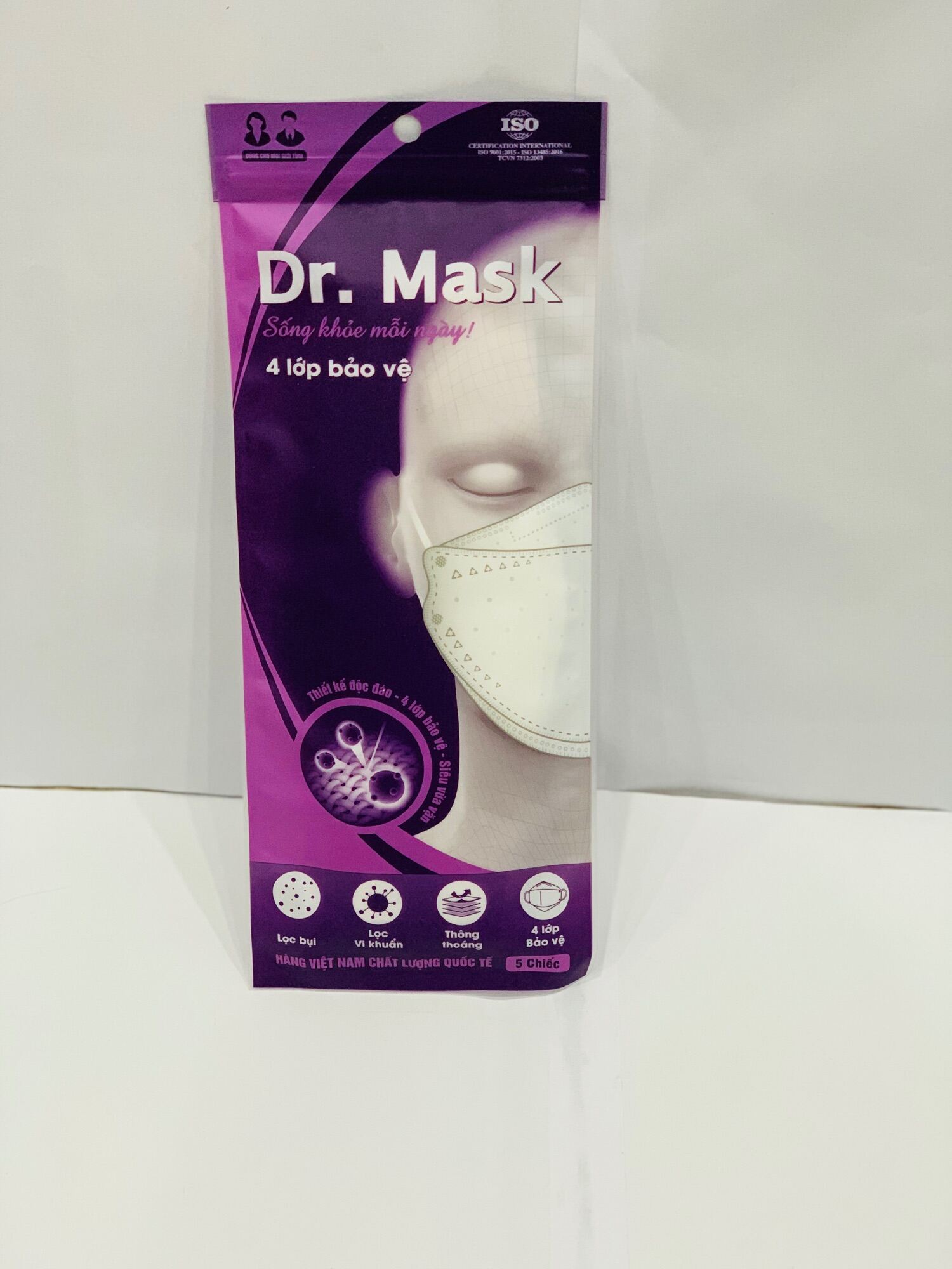 Set 5 Chiếc Khẩu Trang 4 Lớp Bảo Vệ Thông Minh 4DS1 Dr Mask Lọc Bụi , Lọc Vi Khuẩn Nút Tai Thông Minh