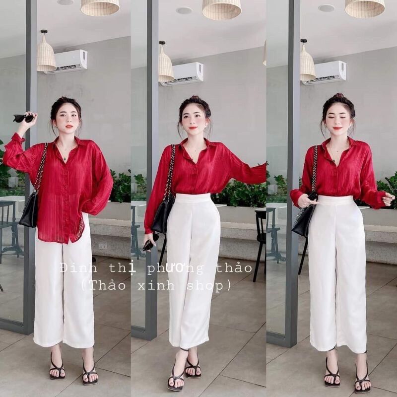 [HCM]Quần suông ống rộng khoá sườn