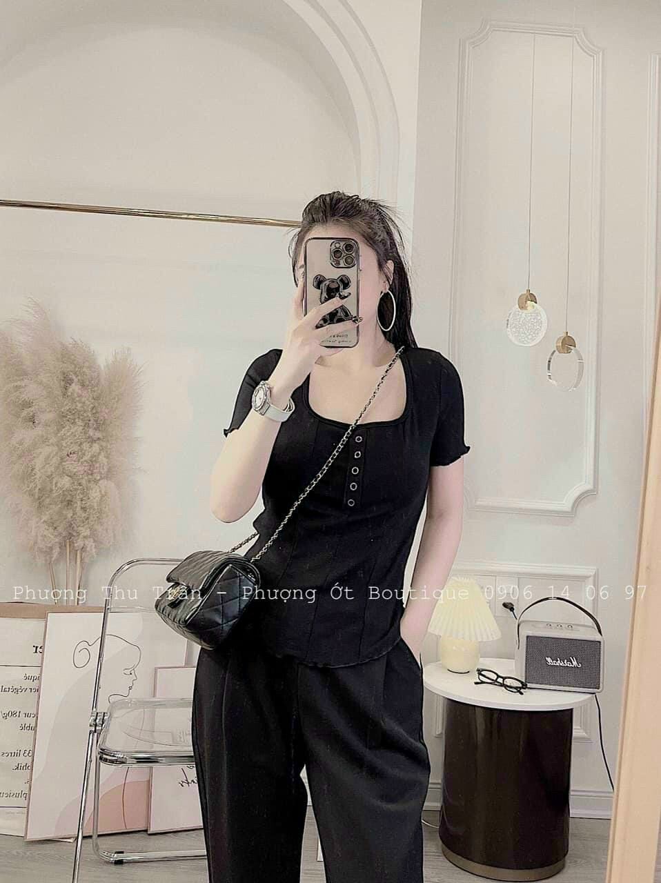 ÁO THUN NỮ KIỂU BẤM NÚT VẠT BẦU FORM 47KG(C)