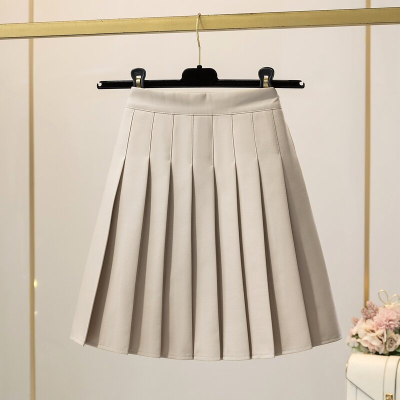 Váy Xếp Ly Phiên Bản Dài Thu Đông Váy Âu Phục Dáng Gầy Cạp Cao Dày Dặn Cho Nữ Chân Váy Ngắn Cỡ Lớn Học Viện Vóc Dáng Cao Chất Liệu Vải