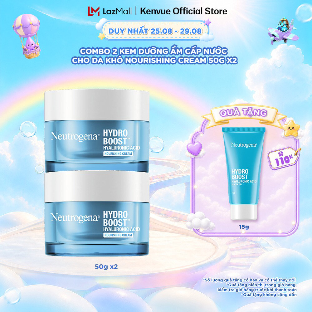 Bộ 2 Kem dưỡng ẩm cho da khô Neutrogena® Hydro Boost Hyaluronic Acid Nourishing Cream (50g) x2