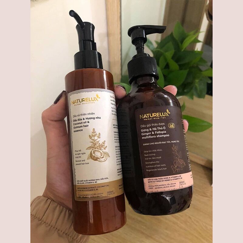 Combo dầu gội và dầu xả thảo dược Naturelux