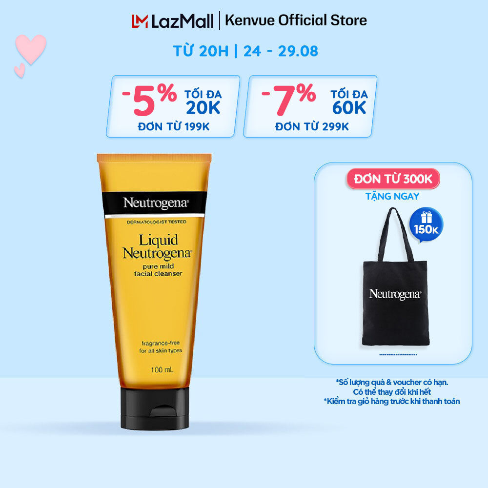 Nước rửa mặt Neutrogena Liquid Pure Mild Facial Cleanser dịu nhẹ 100ml cho mọi loại da
