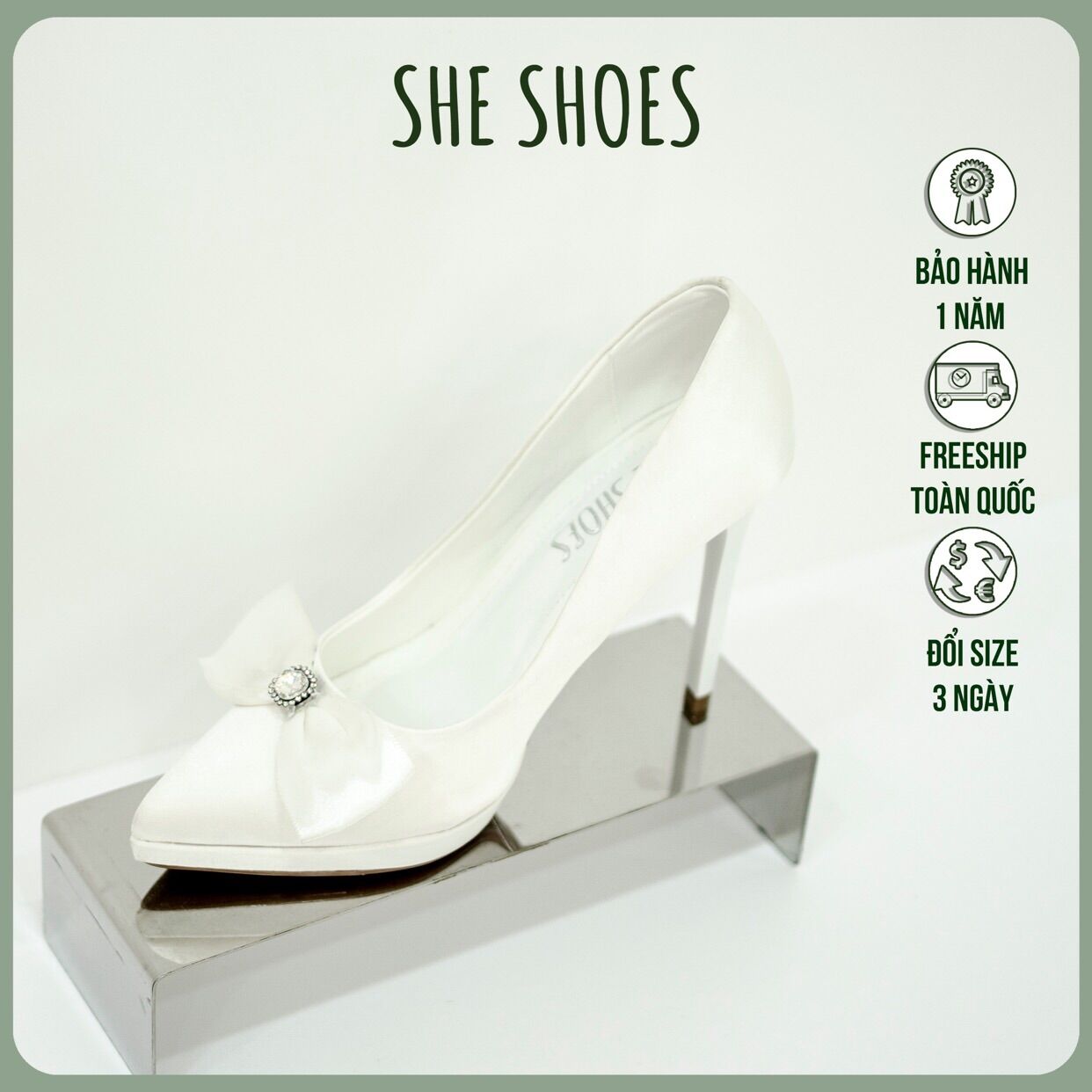 Giày cao gót trắng mũi đúp 10 cm, độc quyền bởi she shoes - gc11001