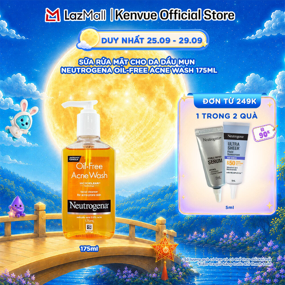 Sữa rửa mặt cho DA DẦU MỤN Neutrogena Oil-Free Acne Wash 175ml