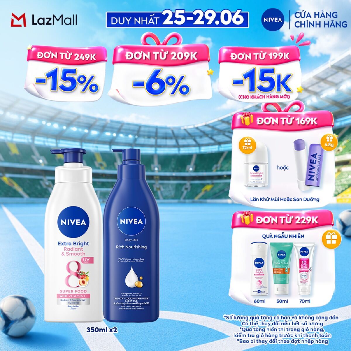 Bộ 2 Sữa Dưỡng Thể NIVEA Dưỡng Ẩm | Mịn Da | Trắng Da (350 ml+380 ml) - 98413+98940
