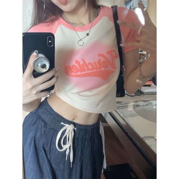 Áo croptop in hình trái tym siêu hồng hào tm1