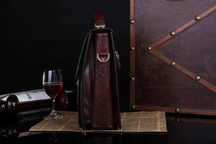 Cặp Da Nam Khóa Số Da Đà Điểu,Túi Xách Da Thật San Leather 9828