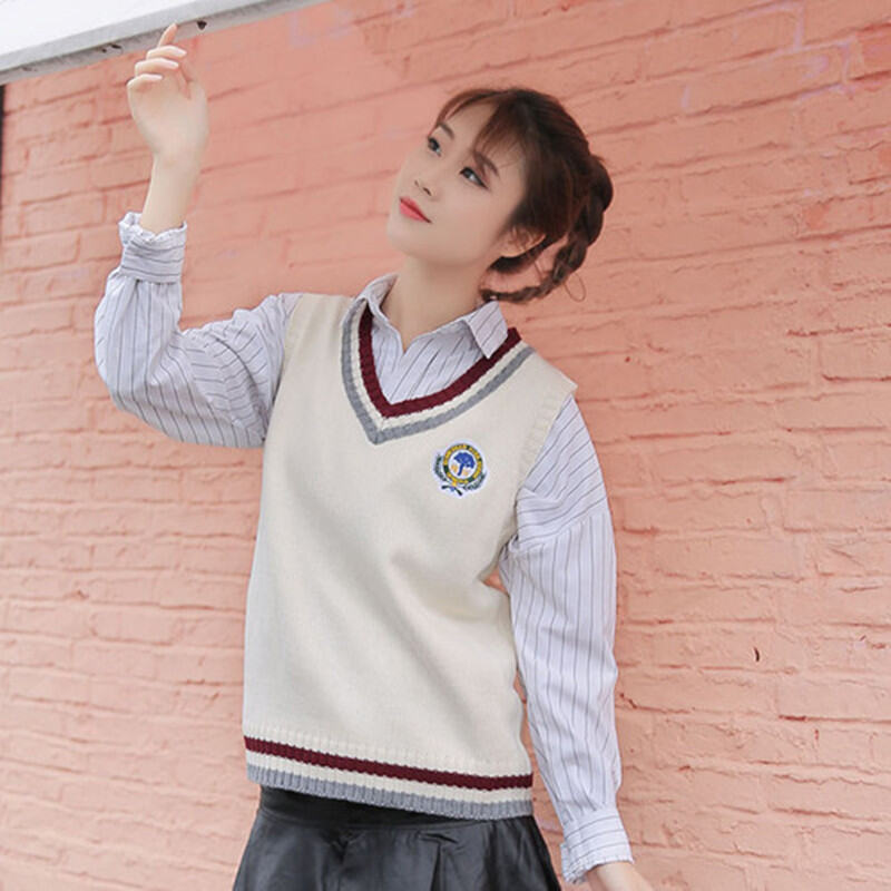 IELGY Sleeveless Knitted Vest Korean Style Loose College Style