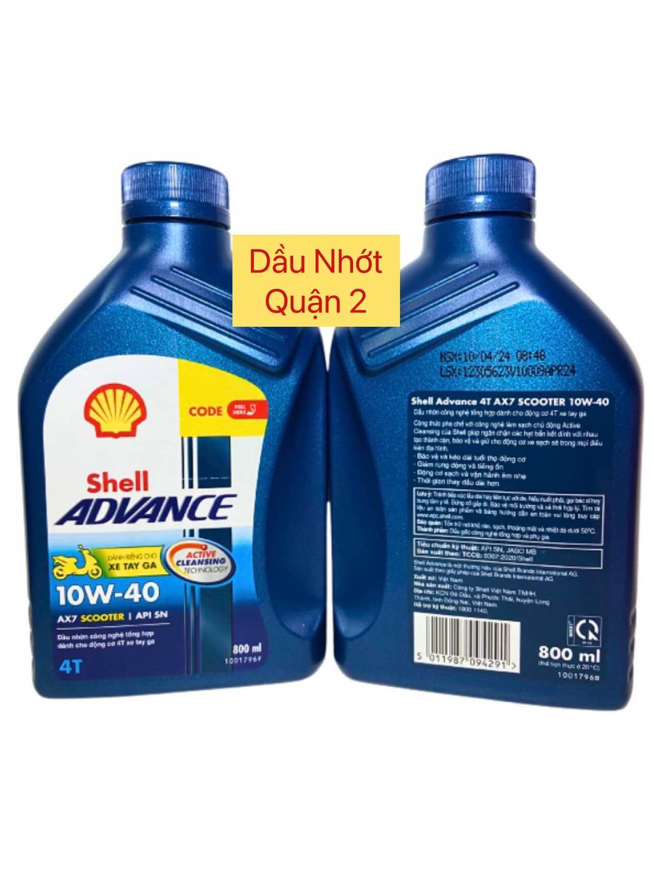 Dầu nhớt shell advance ax7 dành cho xe ga 800mL