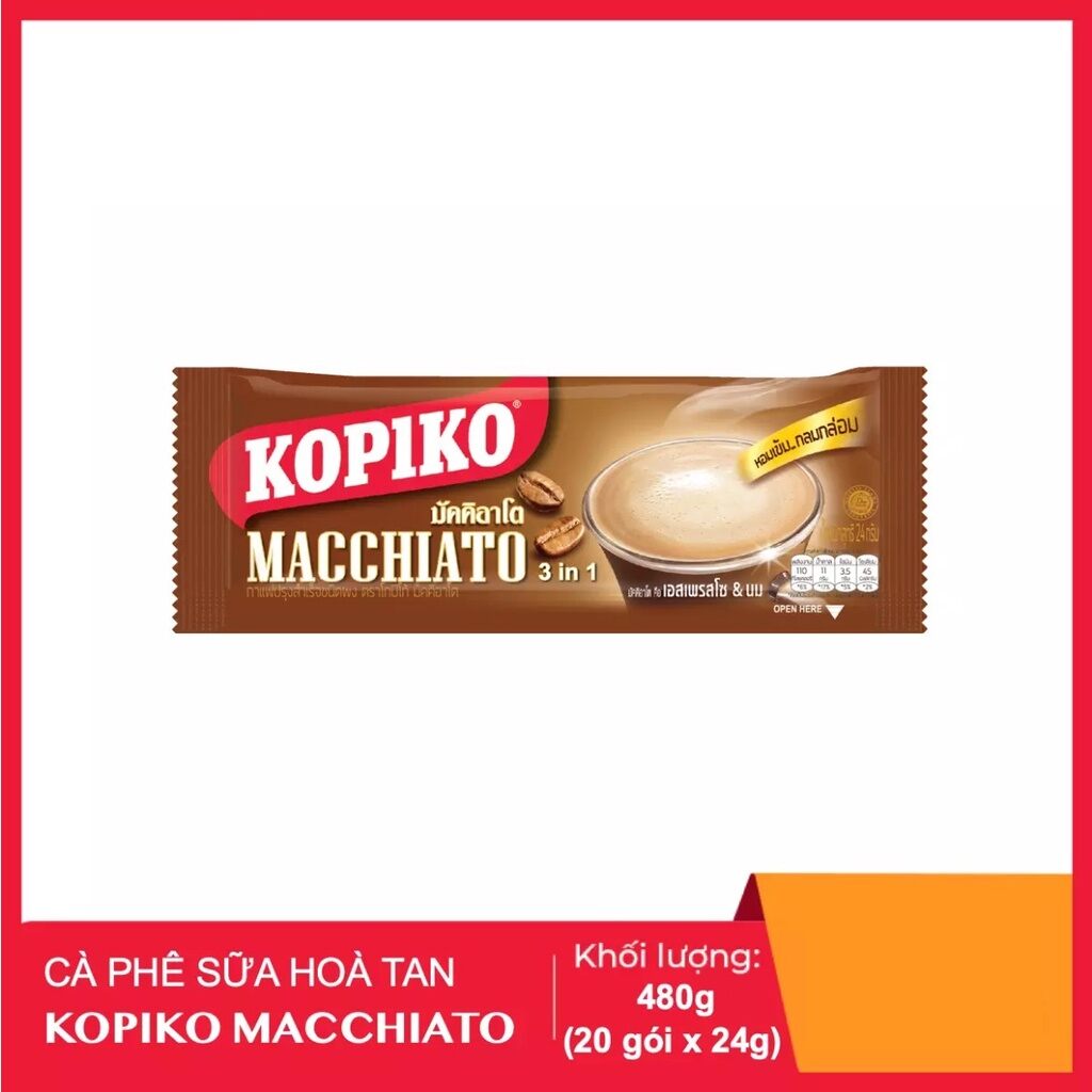 Cà phê hòa tan Kopiko Macchiato Bịch 480g(date 2023)