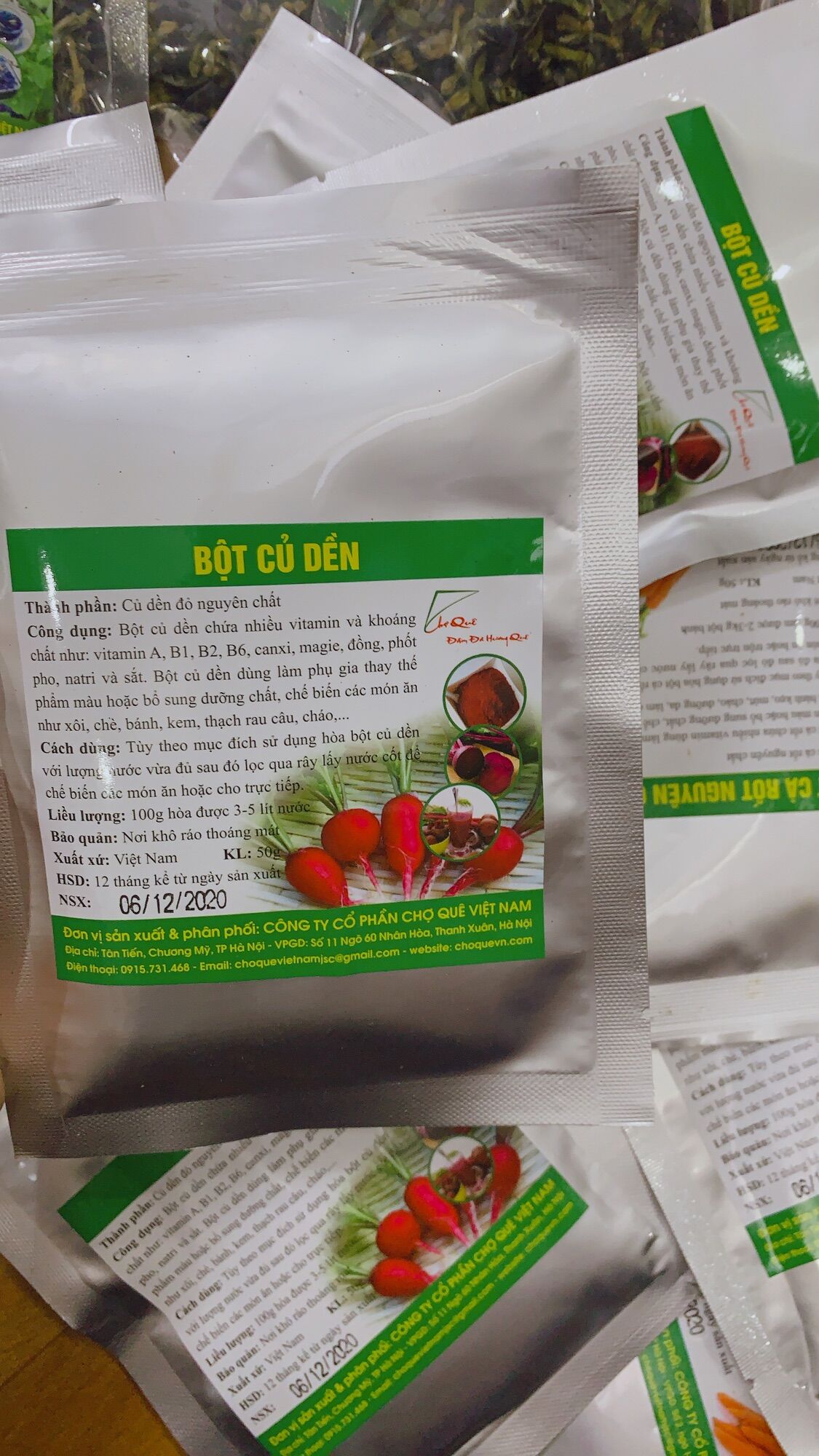 Bột lá tạo màu chợ quê (bột lá nếp/cẩm tím/gấc/hoa đậu biếc/củ dền/cà rốt…)