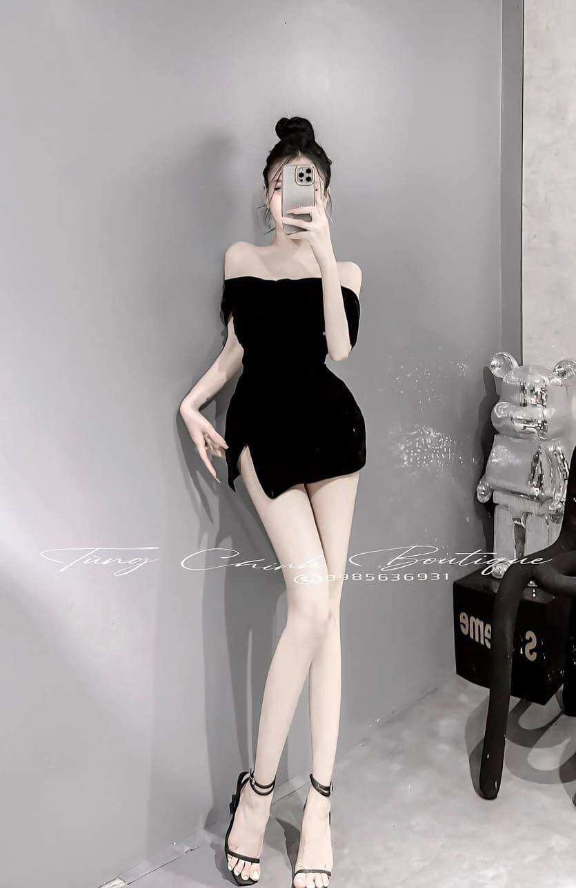 Đầm body trề vai cúp ngực