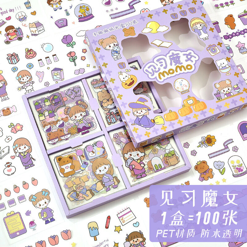 Hộp hình dán 100 sticker trang trí momo