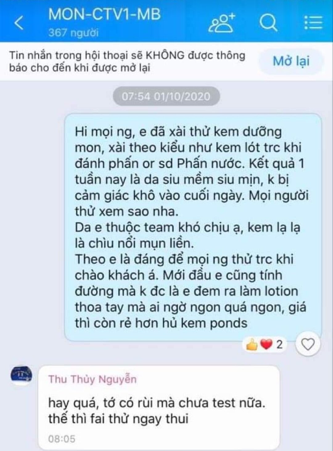 Kem dưỡng ẩm thiên nhiên MON 50ml