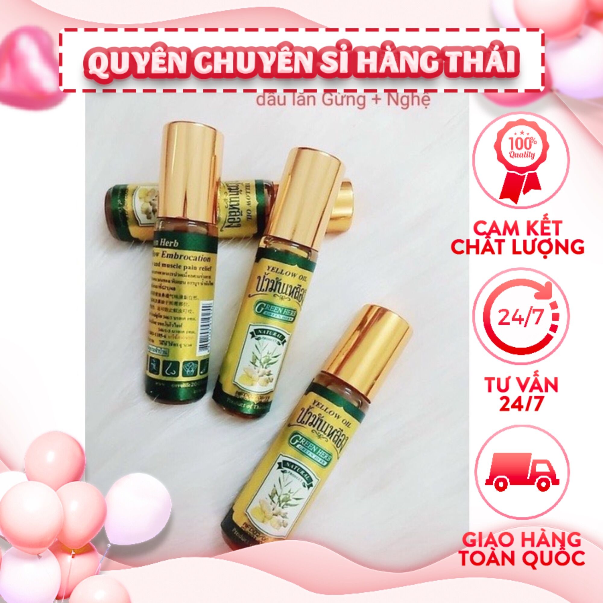 Dầu lăn thảo dược gừng thái lan