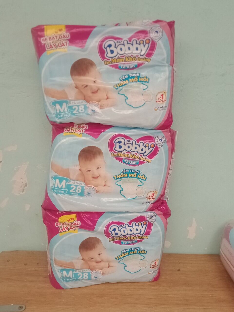 ( Tặng 8 miếng) Tã dán Bobby M76 miếng lõi nén cotton - soft 3mm (M28x3)
