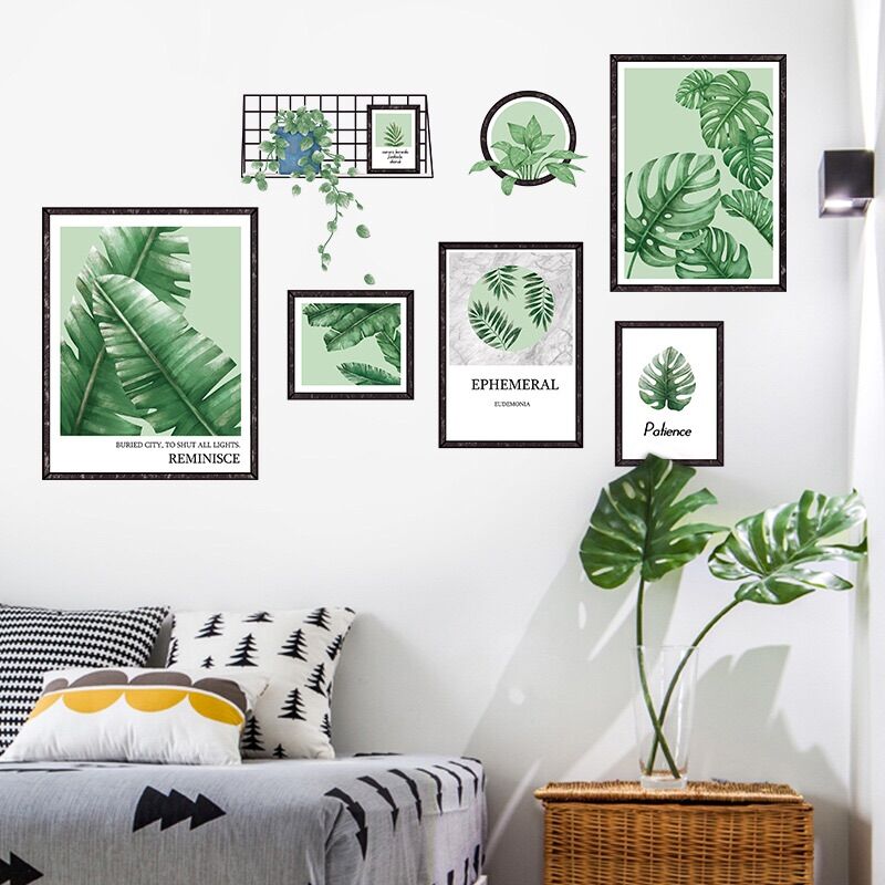 Tranh dán tường, Decal dán tường khung ảnh lá cây