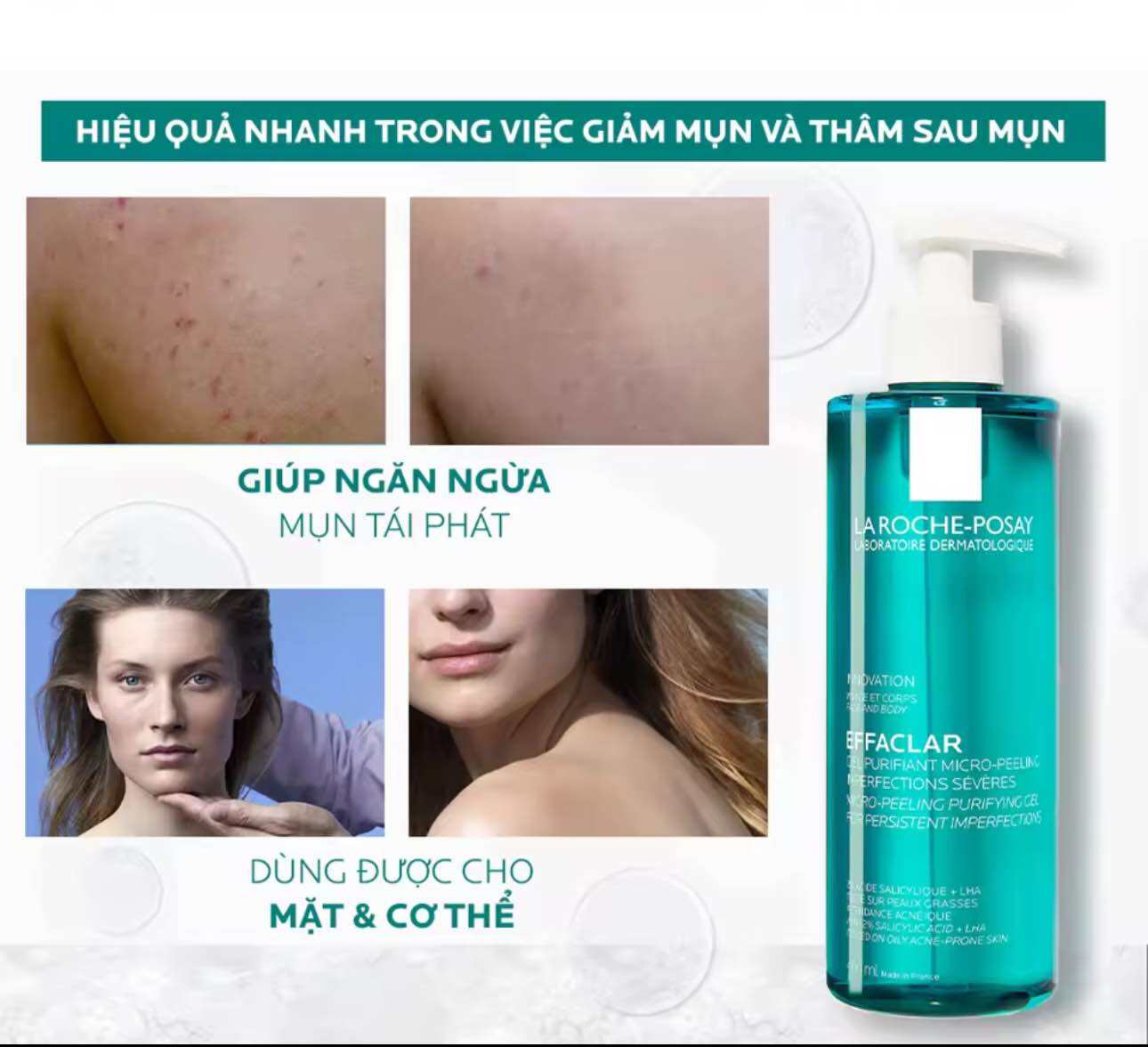 Gel rửa mặt và tắm La Roche-Posay Effaclar Micro-Peeling Purifying Gel 400ml