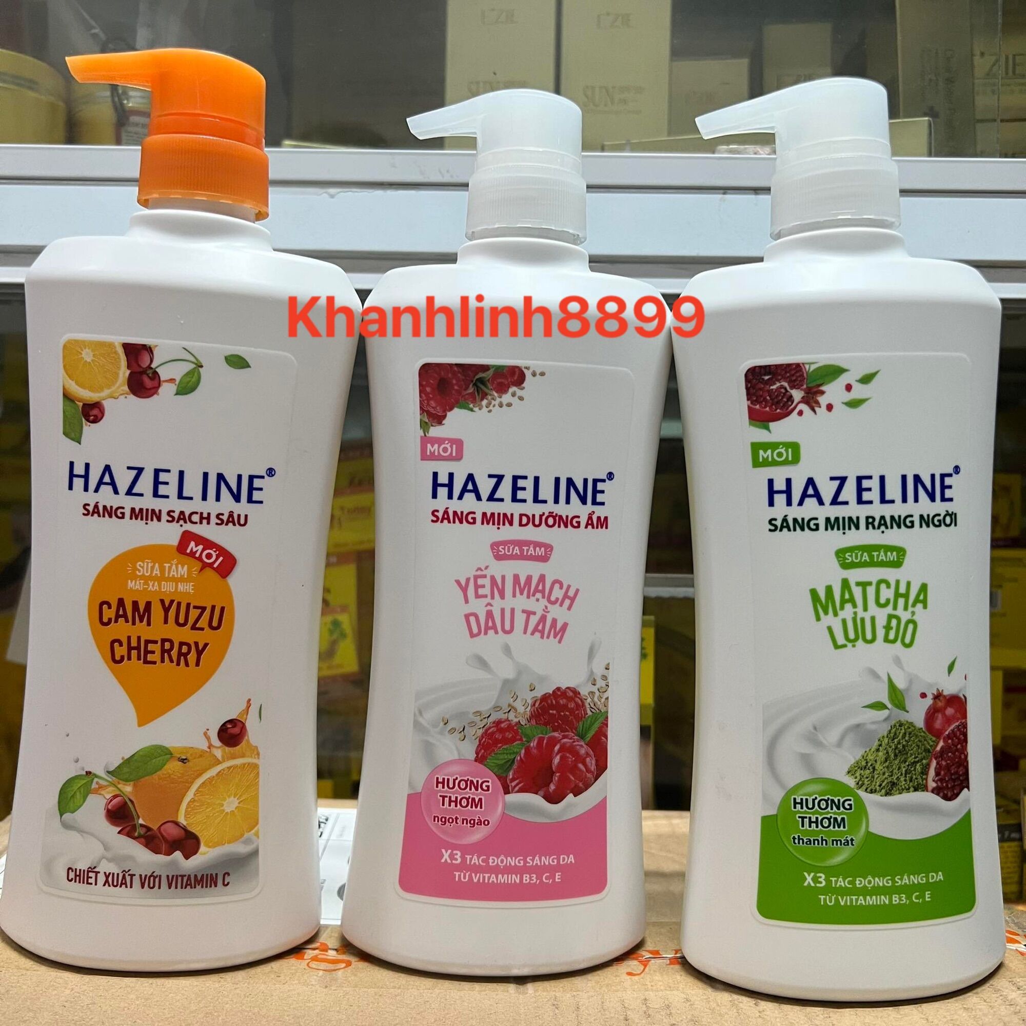 Sữa tắm Hazeline dâu tằm và hương matcha lựu đỏ chai 670g