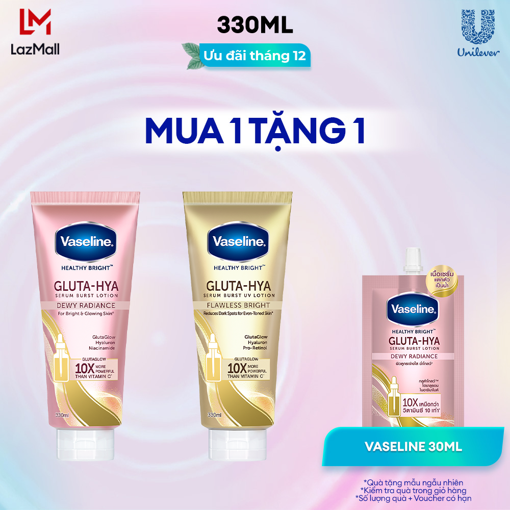 Serum Vaseline Gluta-Hya Dưỡng Da Sáng Mịn Sau 7 Ngày 330 ML