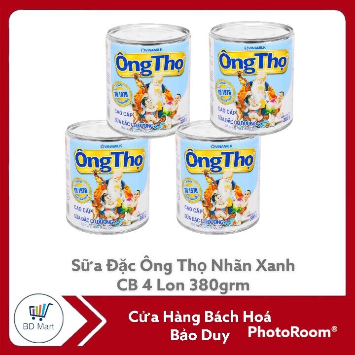 Set 4 hộp sữa đặc ông thọ lon thiếc 380 grm