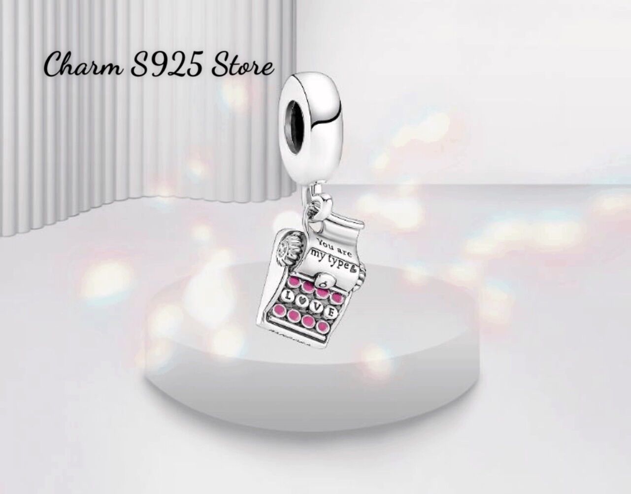 CHARM PAN ALE TREO CHIẾC MÁY ĐÁNH CHỮ BẠC S925