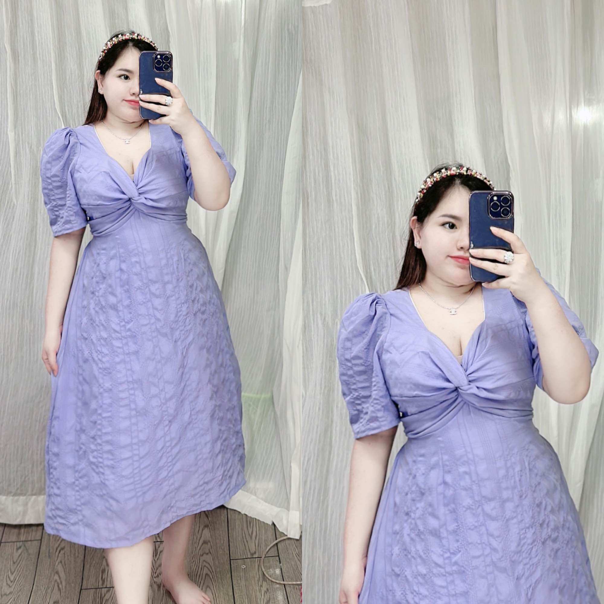 [Bigsize 65-85kg] Đầm xốp chéo ngực