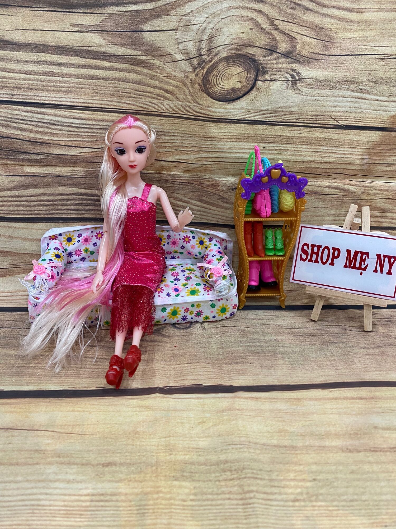 [HCM]BÚP BÊ KHỚP MẮT NGỌC TÓC DÀI (MẶC ĐẦM DẠ HỘI)