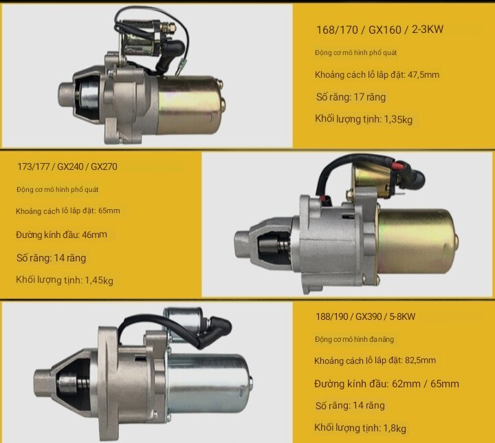 mô tơ đề máy chạy xăng chất lượng cao,cục đề động cơ xăng, củ đề máy chạy xăng honda gx160 gx200 gx2