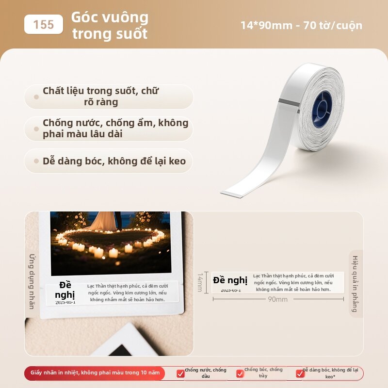 Niimbot | Giấy Nhãn PET Chuyển Nhiệt Trong Suốt Chống Nước Chịu Nhiệt Cao Thấp Dán Mã Vạch