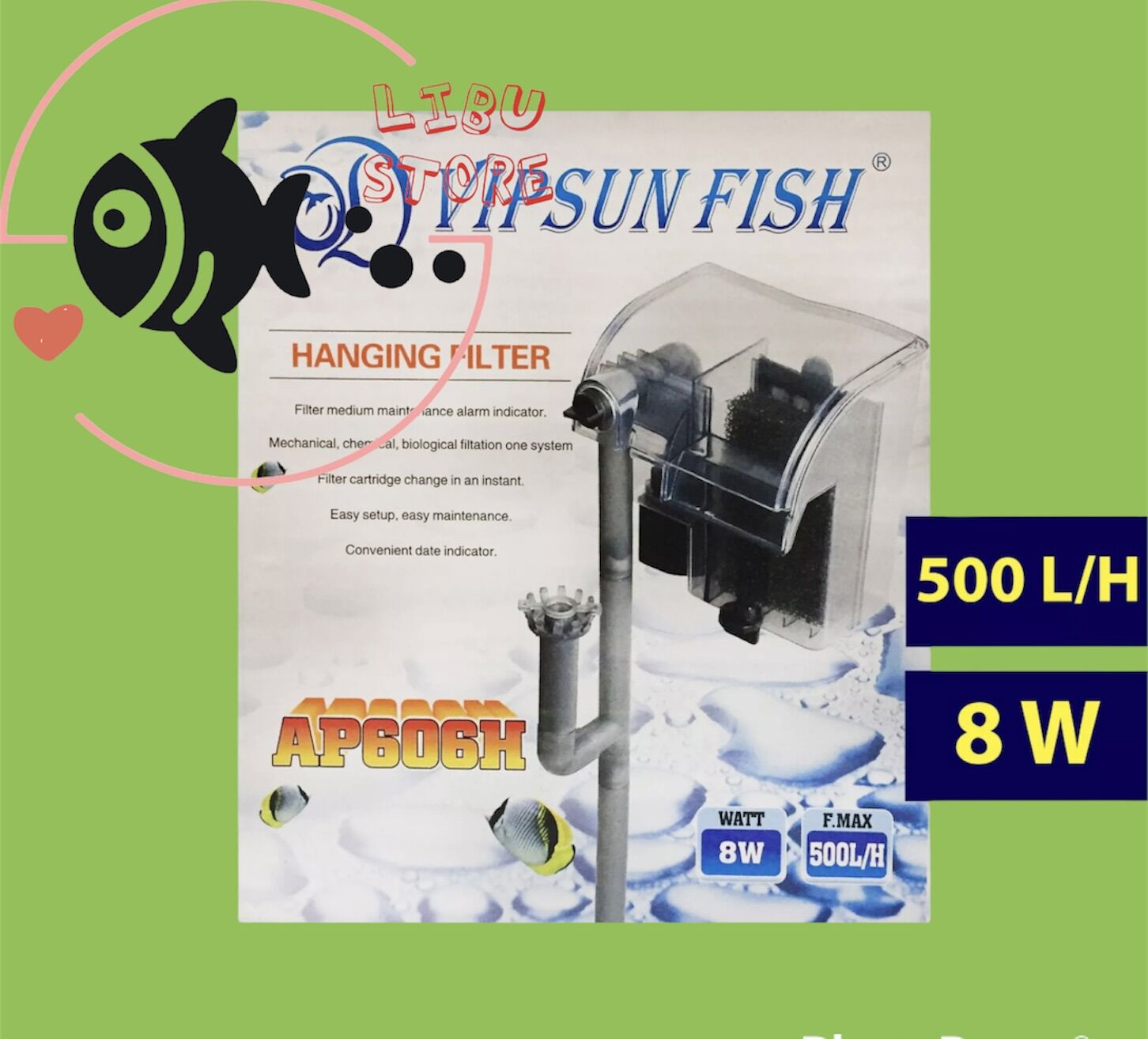 Máy lọc nước dạng thác nước vipsun ap606h cho hồ cá cảnh
