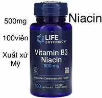 [MỸ] viên Niacin 500mg Life Extension vitamin B3 100 viên