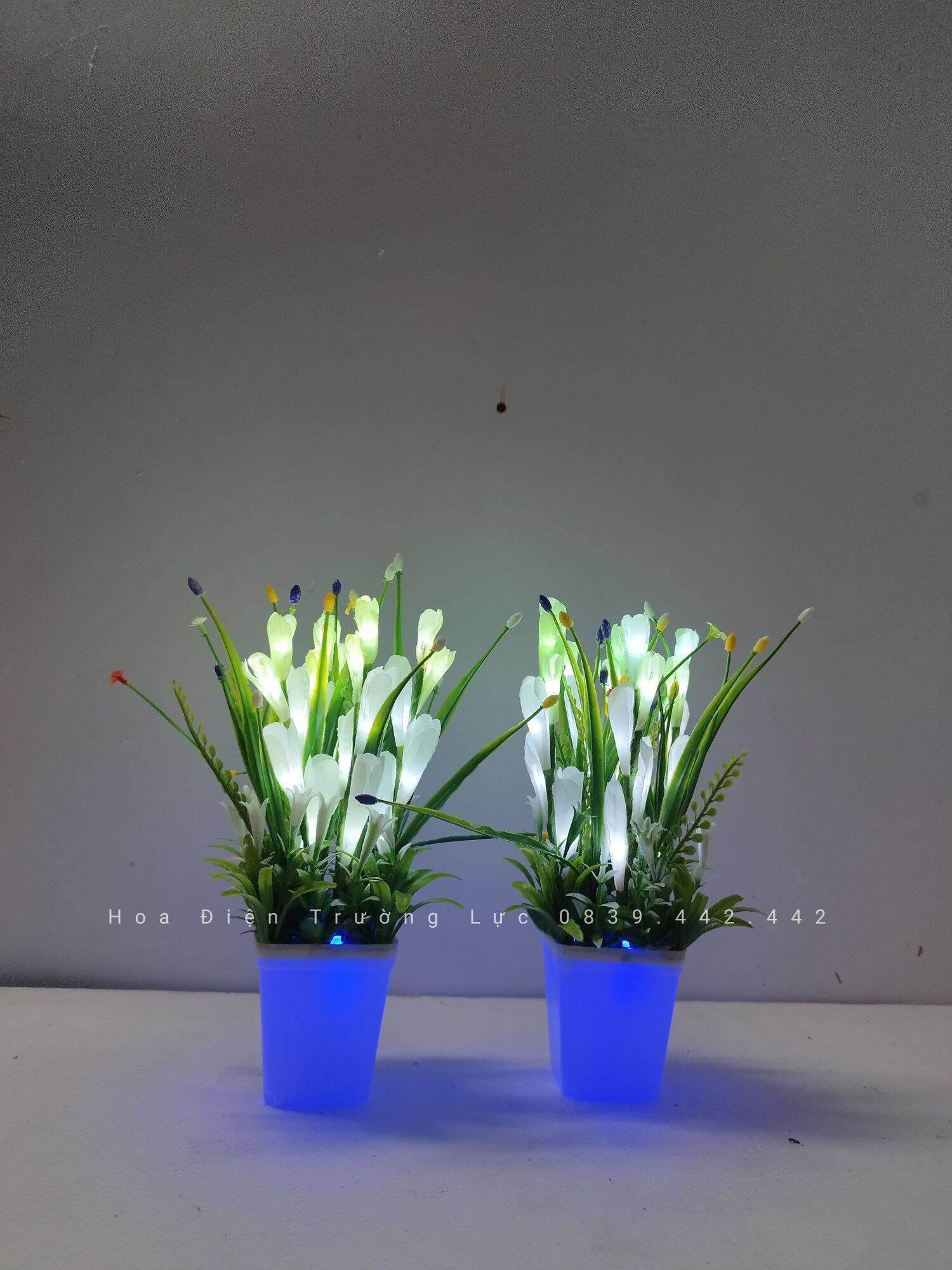 Hoa Huệ Trang Trí bát huệ có gắn đèn cao 24cm_Hoa trang trí bàn thờ