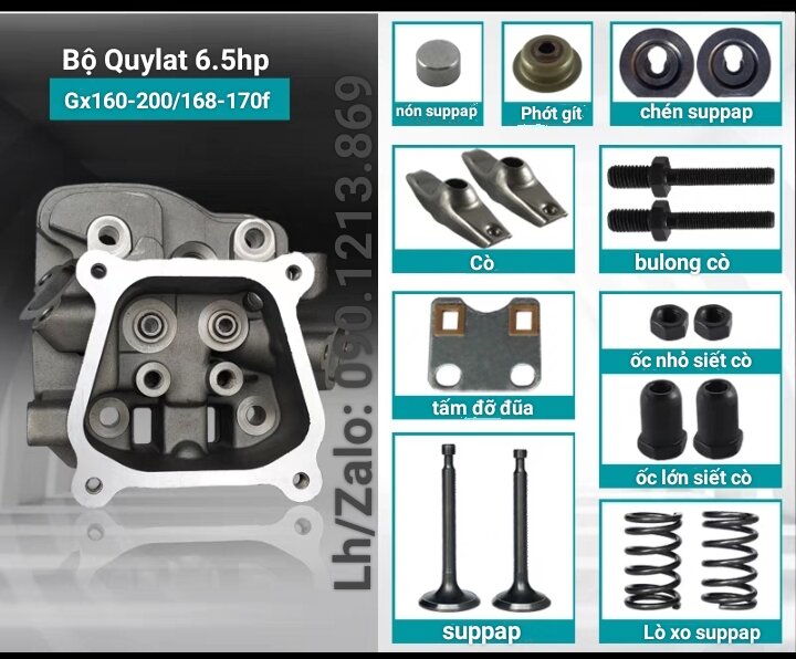 Bộ quy lát động cơ máy chạy xăng honda gx160 gx200, bộ mặt máy động cơ nổ xăng 5.5hp 6.5hp,bộ quylat đầu bò máy phát điện chạy xăng 2kw 3kw máy chạy xăng 5.5ngựa 6.5ngựa, mặt máy chạy xăng 168f 170f, mặt ki lát xi lát máy nổ chạy xăng 68li 70li