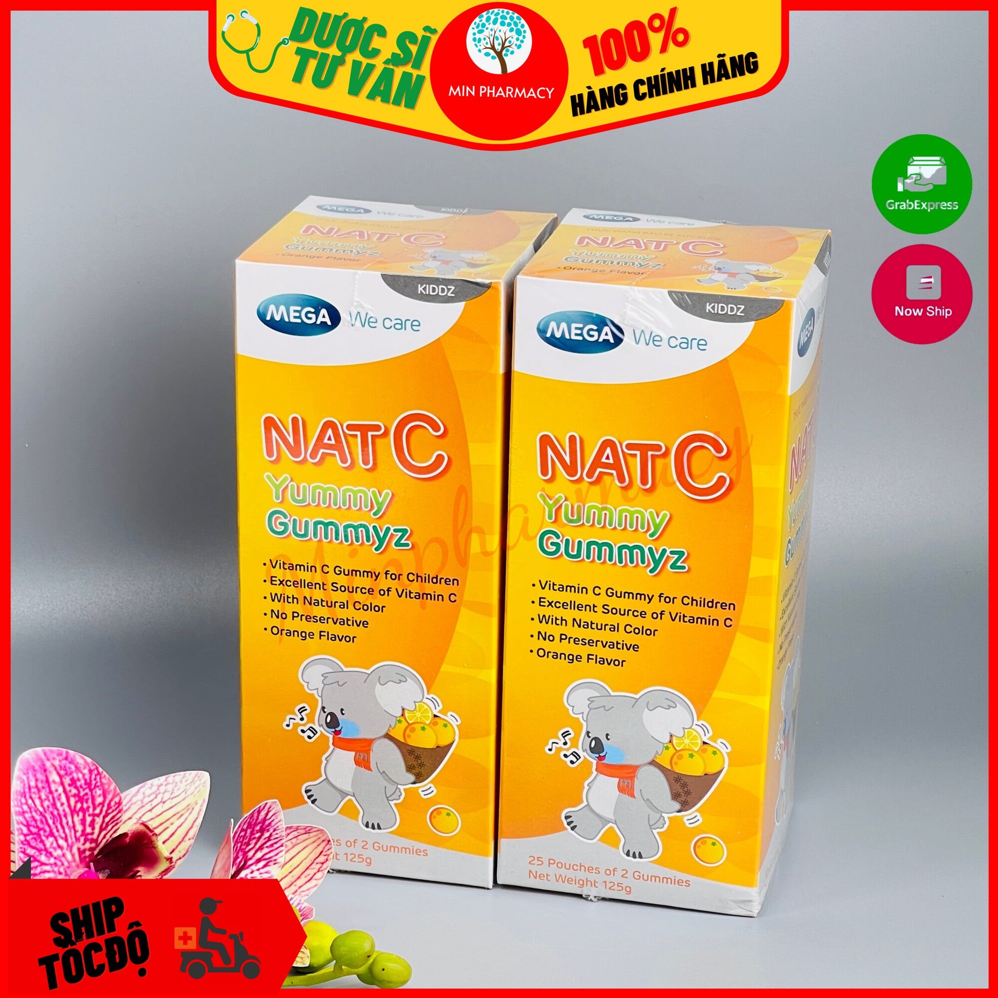 Kẹo Dẻo Nat C Yummy Gummyz MEGA - Kẹo Bổ Sung Vitamin C Cho Bé Hộp 50 viên - Minpharmacy