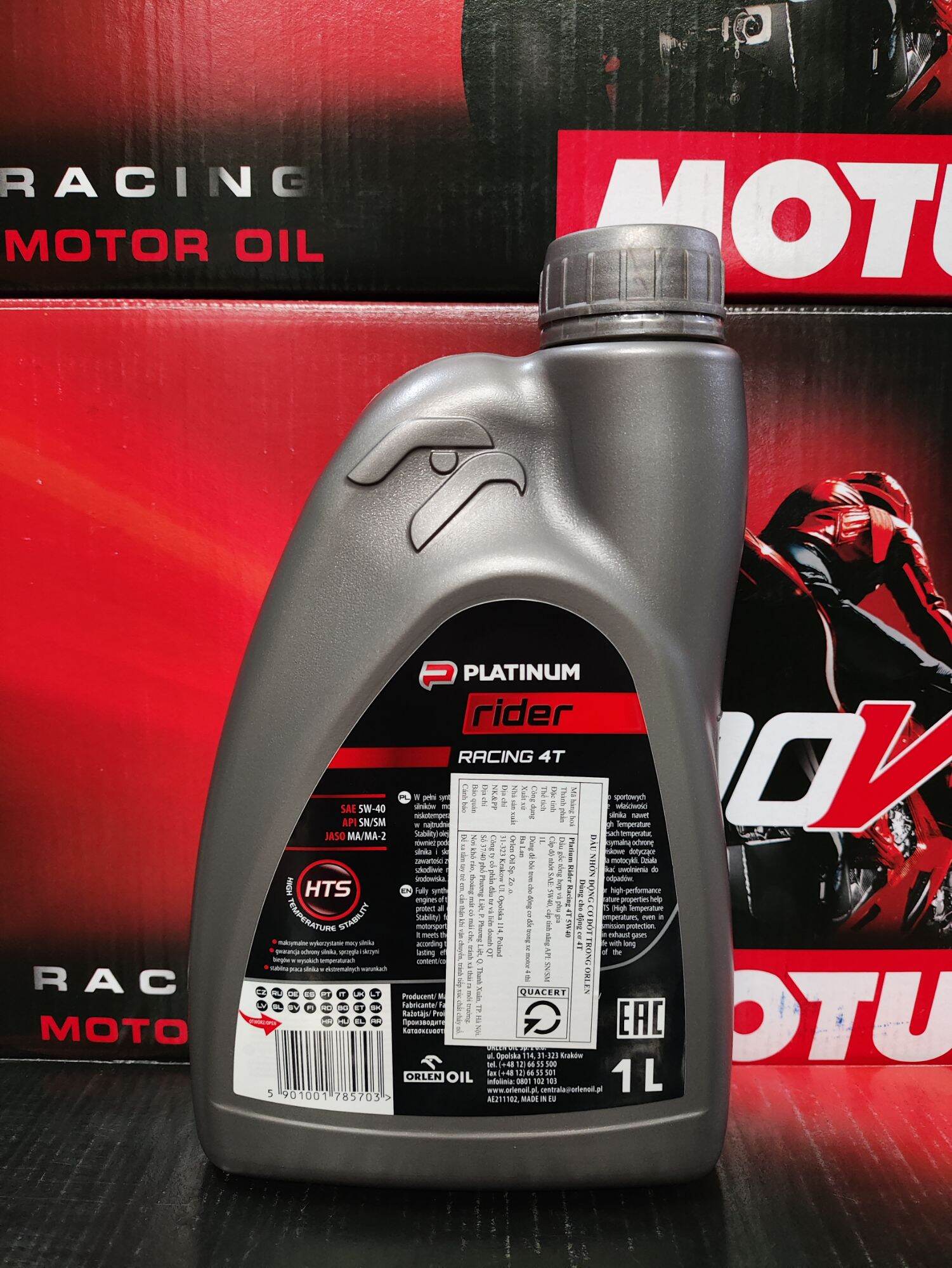 Dầu nhớt xe số, xe côn tay Orlen Racing Platinum 5w40 1L nhập khẩu Ba Lan. 