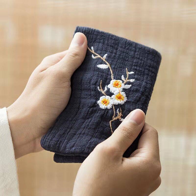 Khăn trà nhỏ hoa mai kiểu trung quốc khăn trà thấm nước cotton lanh khăn trà phong cách trung quốc ấm trà tử sa trà đạo trà thiền