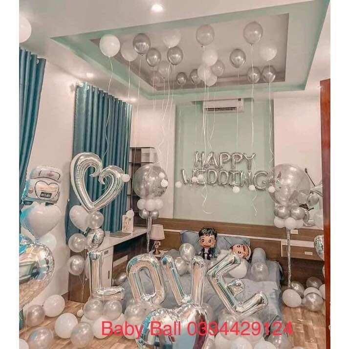 Bong Bóng Tim Móc trang trí phòng cưới