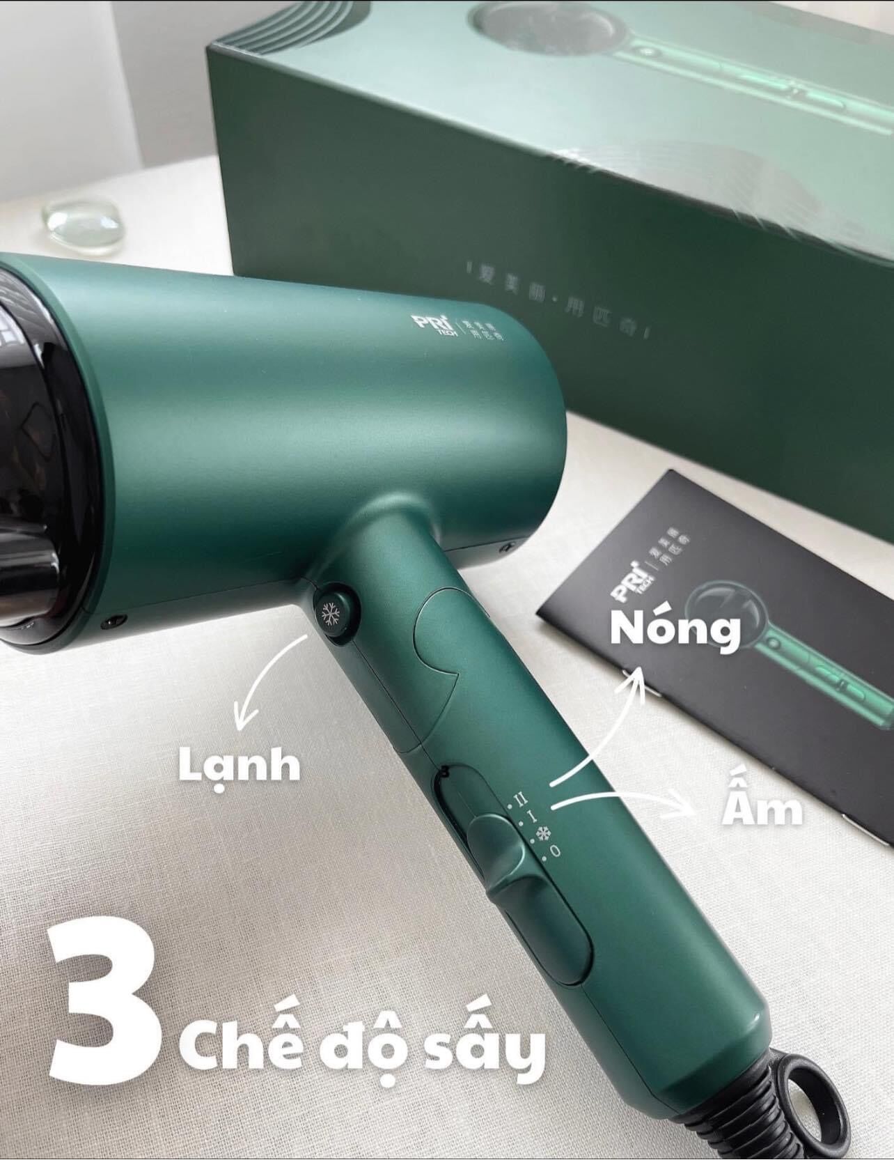 Máy sấy tóc ion âm Pritech tạo độ ẩm cho tóc- Bảo hành 6 tháng