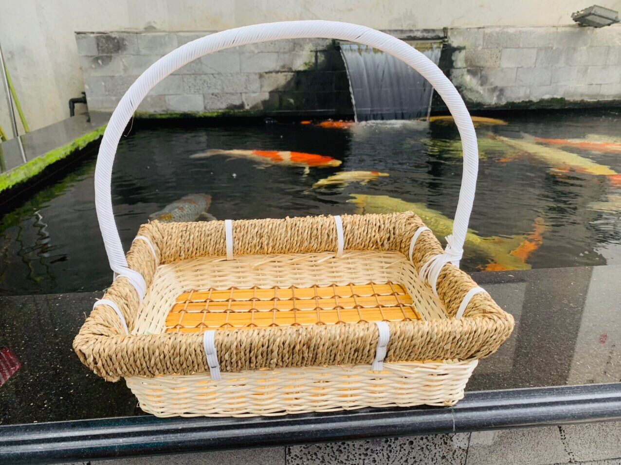 Giỏ mây viền cói chữ nhật đựng hoa quả, quà biếu, giỏ quà tết, giỏ trái cây giá sỉ